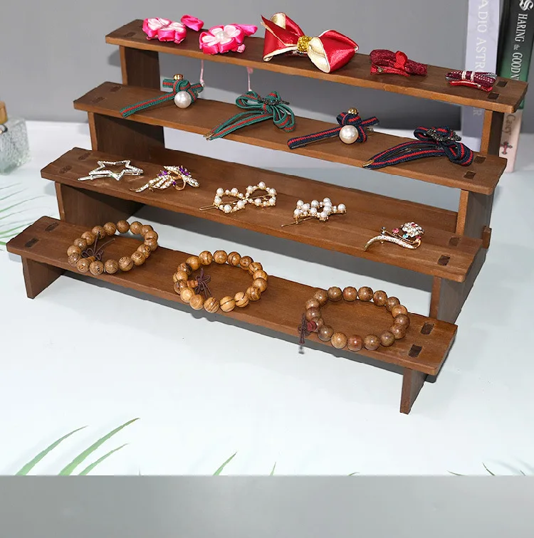Retro Ladder Frame Solid Wood Bracelet Shelf Figure Buddha Display Ornament Headgear Storage Bracelet Display Stand