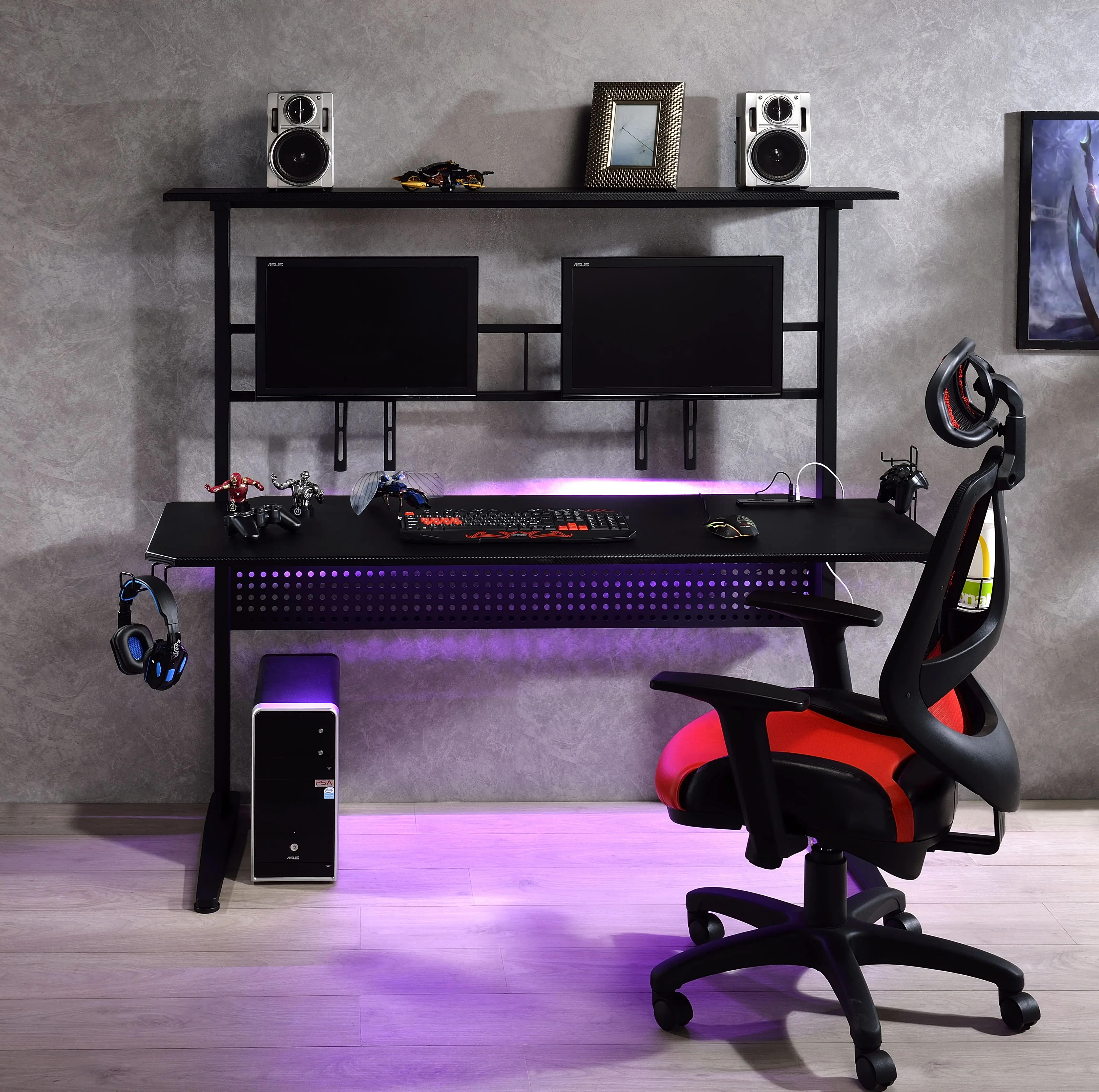 

ACME Canzi Gaming Table w/USB Port, Black Finish 93130 On-Site