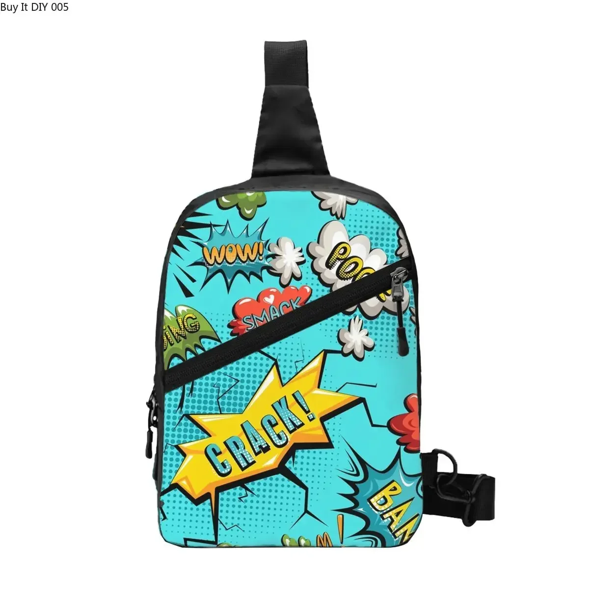 

Superhero Cartoon Anime Sling Chest Crossbody Bag Men Cool Comic Pop Art Explosions Pattern Shoulder Backpack for Camping Biking