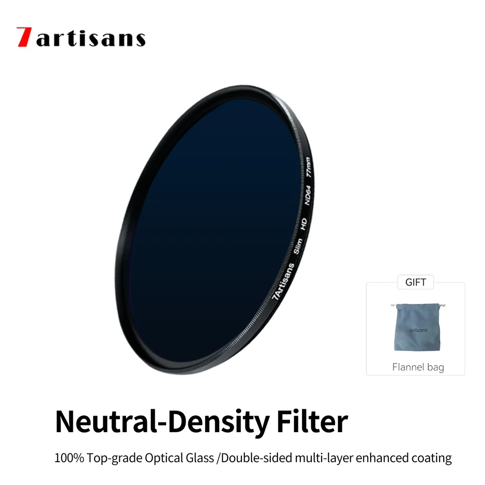

Фильтр нейтральной плотности для объектива камеры 7artisans 7artisans ND ND8 ND64 ND1000 (3-10 остановок) с 28 слоями покрытия 46 ~ 82 мм