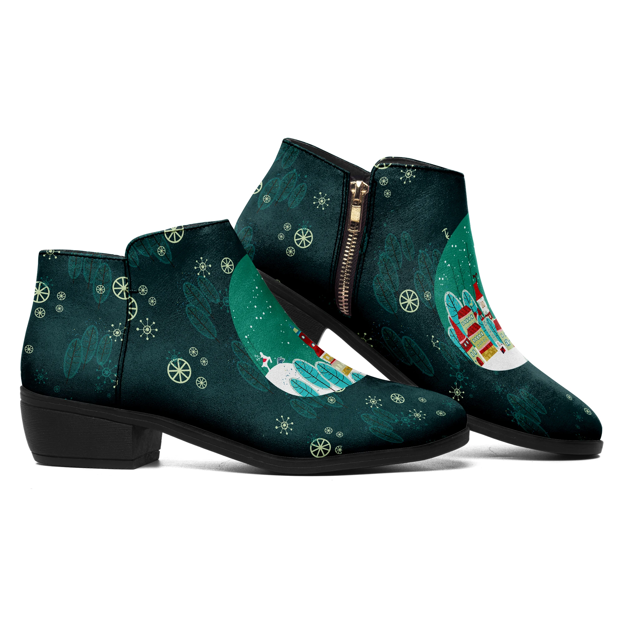 Dropshipping Print On Demand Women Custom Print POD Boots Christmas Xmas design Fashion Boots Free Shipping
