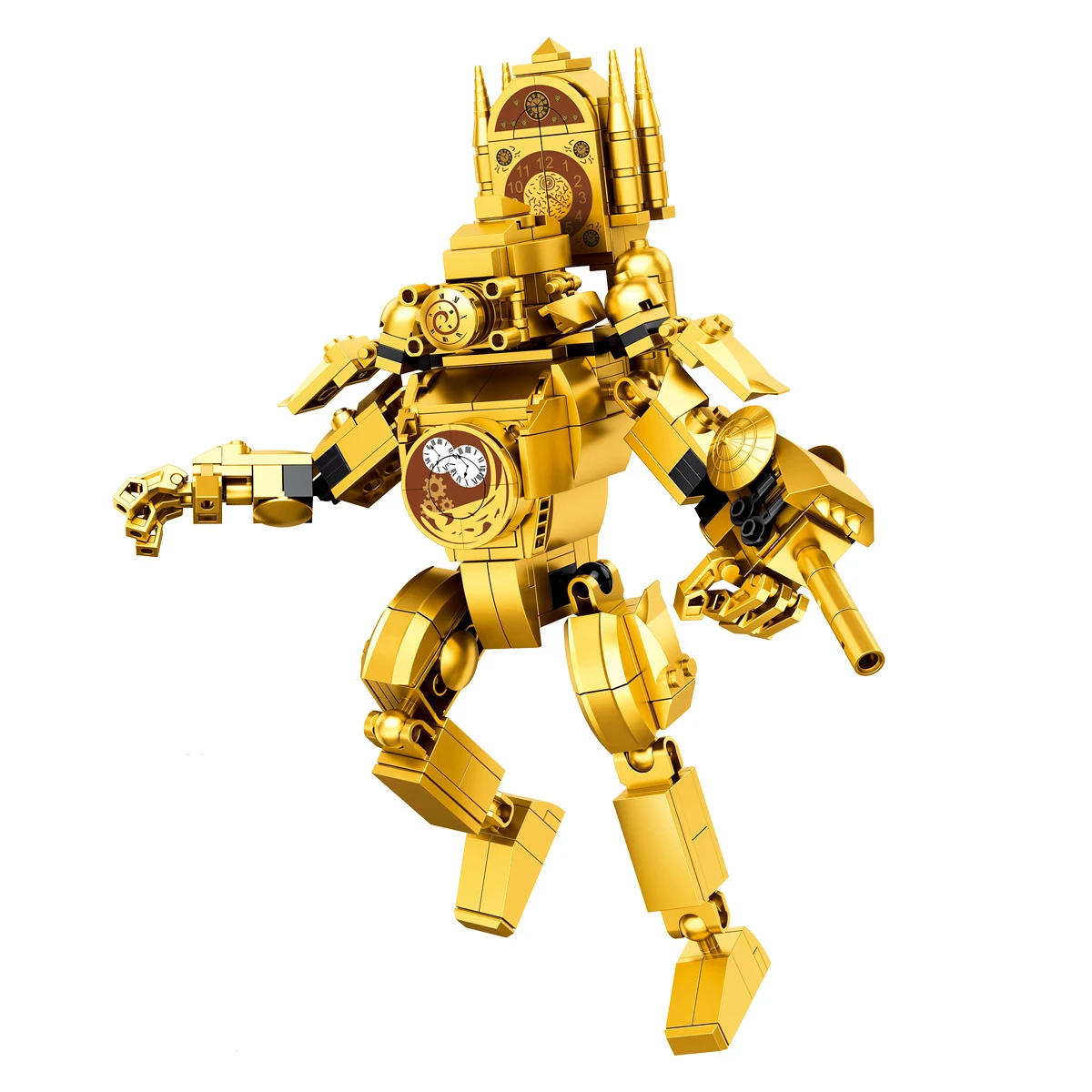 Moc Gold Skibidi Toilet Man Building Blocks Toys Titan Clock Man Female Tv Personality Model Giocattoli Regalo Fai Da Te Per Bambini Bambini