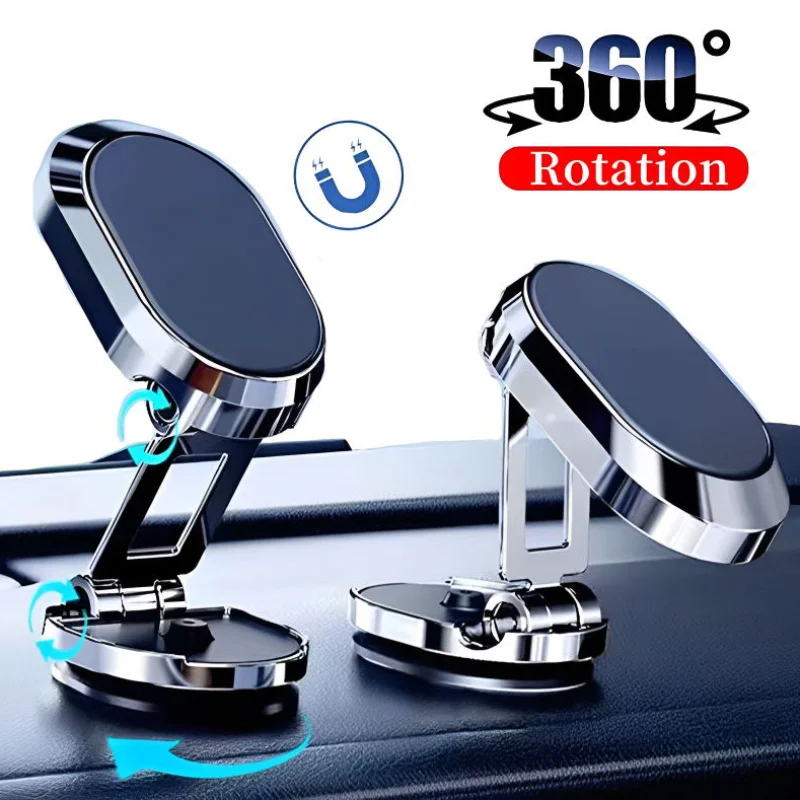

Magnetic Folding Phone Holder Strong Magnet Car Mount Mobile Phone Metal Stand GPS Support for IPhone 14 13 Xiaomi Samsung