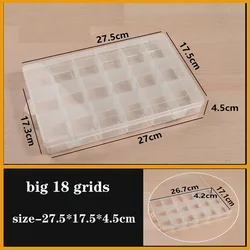Clear Plastic Jewelry and Earring Organizer with Adjustable Compartments (Big 18 - 27.5x17.5x4.5)
