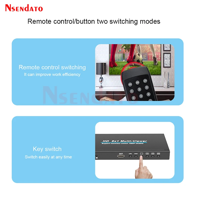 4k HDMI Quad Screen Multiviewer 8x1 HDMI Video Seamless Switch Multiviewer 8 in 1 out HDMI Screen Divider Switch 6 View Modes