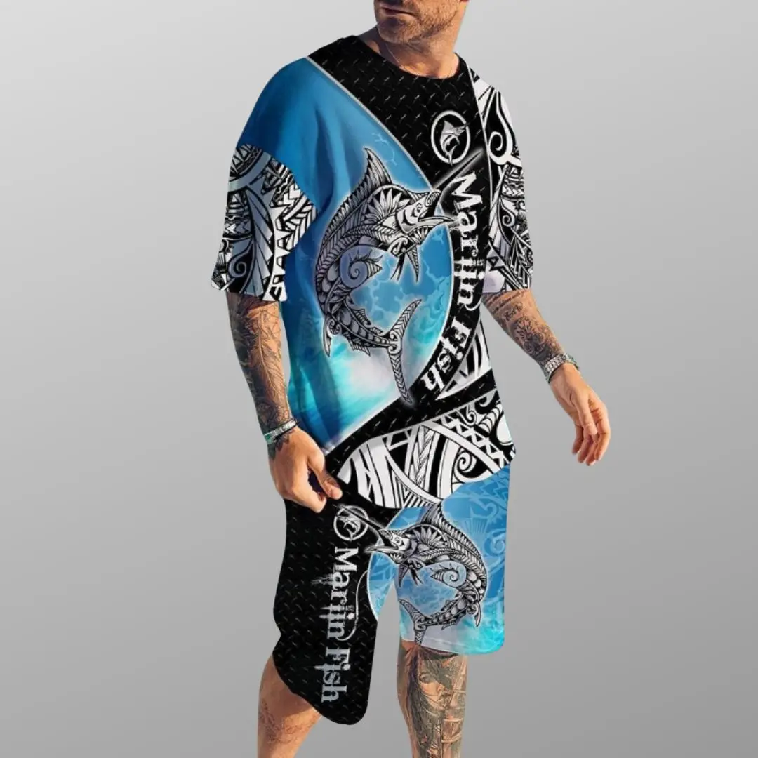 

Летняя дышащая мужская одежда больших размеров, новые модные комплекты из 2 предметов, ретро пляжный стиль, футболки с 3D принтом, мужской костюм, футболка, шорты