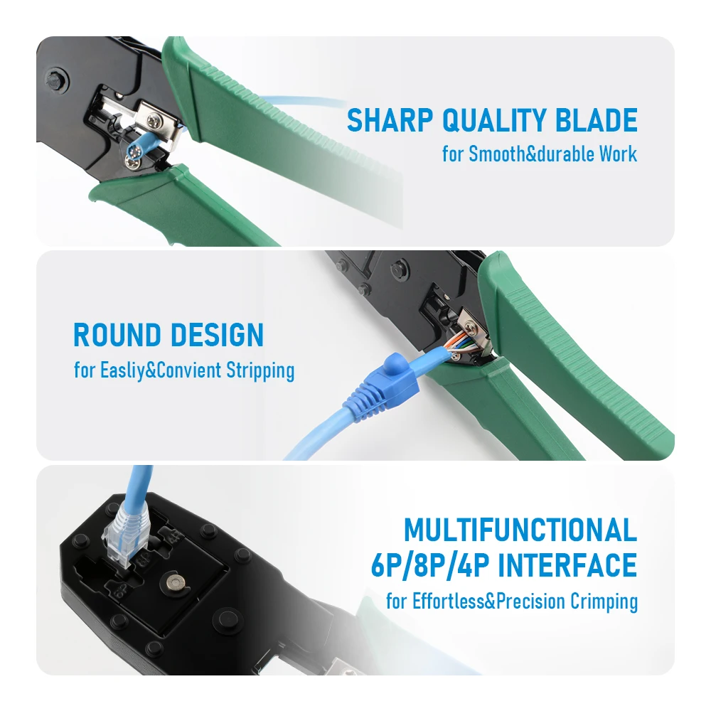 RJ45 크림핑 툴 키트 4P 6P 8P 이더넷 LAN 케이블 테스터 50개 Cat5 플러그 스트리퍼 스플리터 커플러 케이블 타이 커넥터 부츠