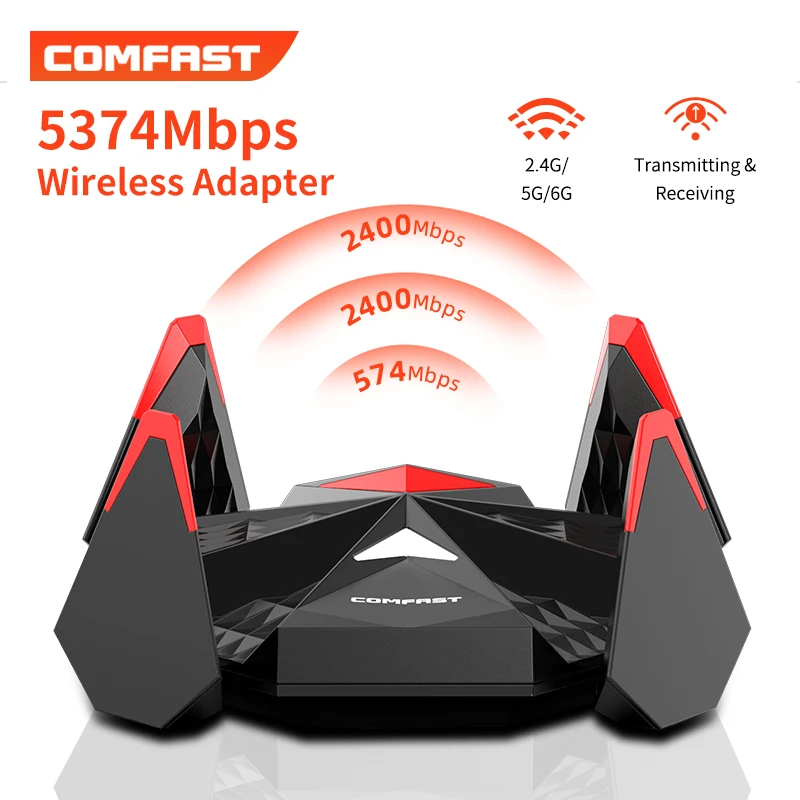 Adaptador Usb com Antenas 4x2dbi Dongle Wi-fi tipo c Placa de Rede sem Fio para Win10 11 5374mbps 802.11ax 2.4g 5g 6ghz