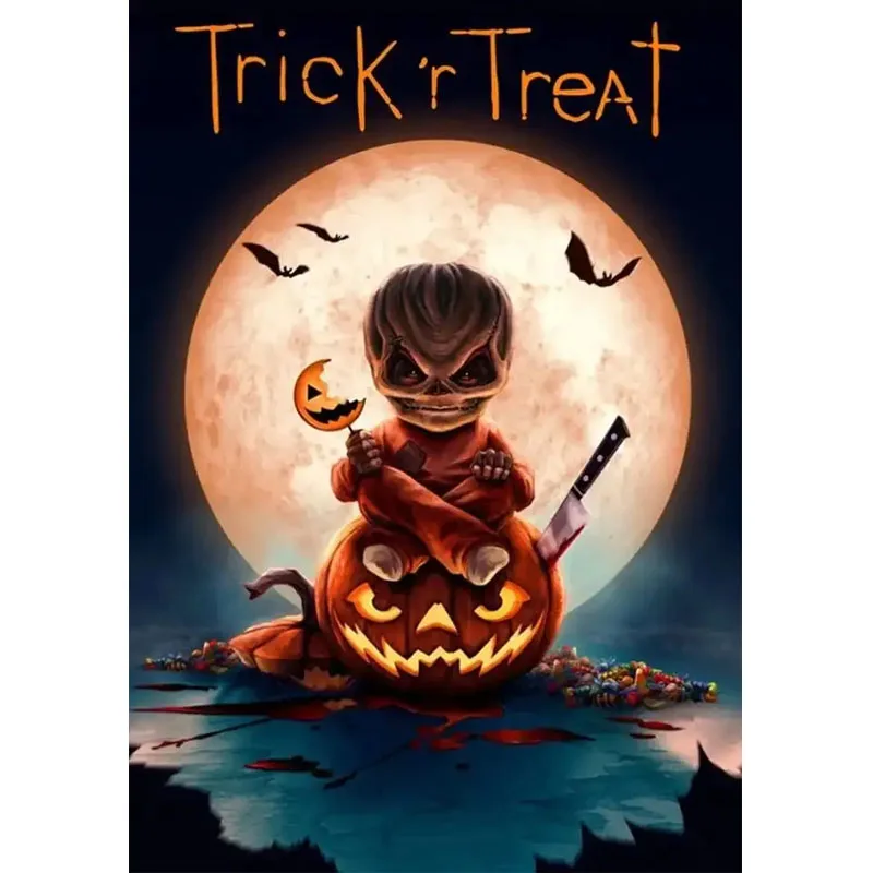 Sunature Diamond Painting Art Full Square Round Drills Halloween Horror Pumpkin Trick Diamond Painting Kit