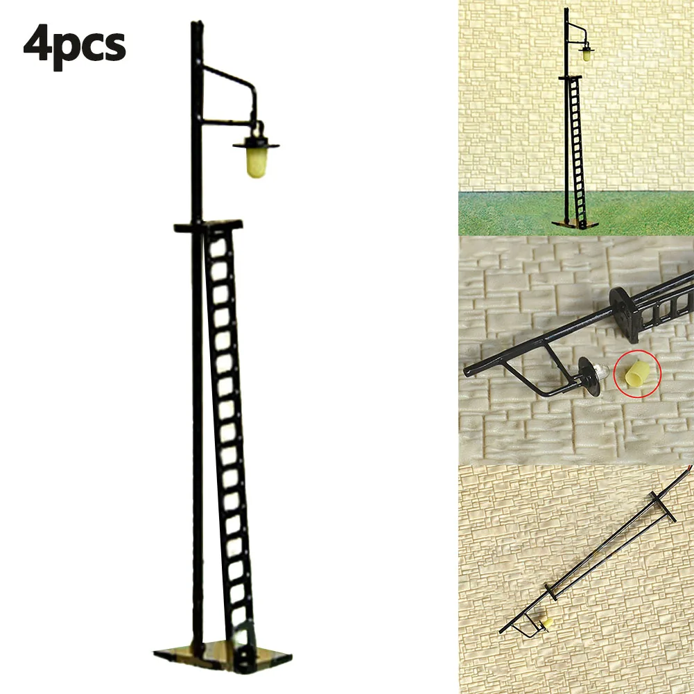 

4 Pcs HO / OO Scale Warm White LED Made Yard Lights Lampposts Building Courtyard Street Light Micro Landscape Decoration Lamp