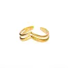 Bagues géométriques en acier inoxydable pour femmes, Texture minimaliste, couleur or, ouverture de Couple, bijoux esthétiques de mariage et de noël