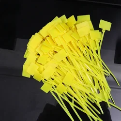 Durable Nylon Self - Locking Cable Ties with Marker Tags - 300PCS (Yellow)