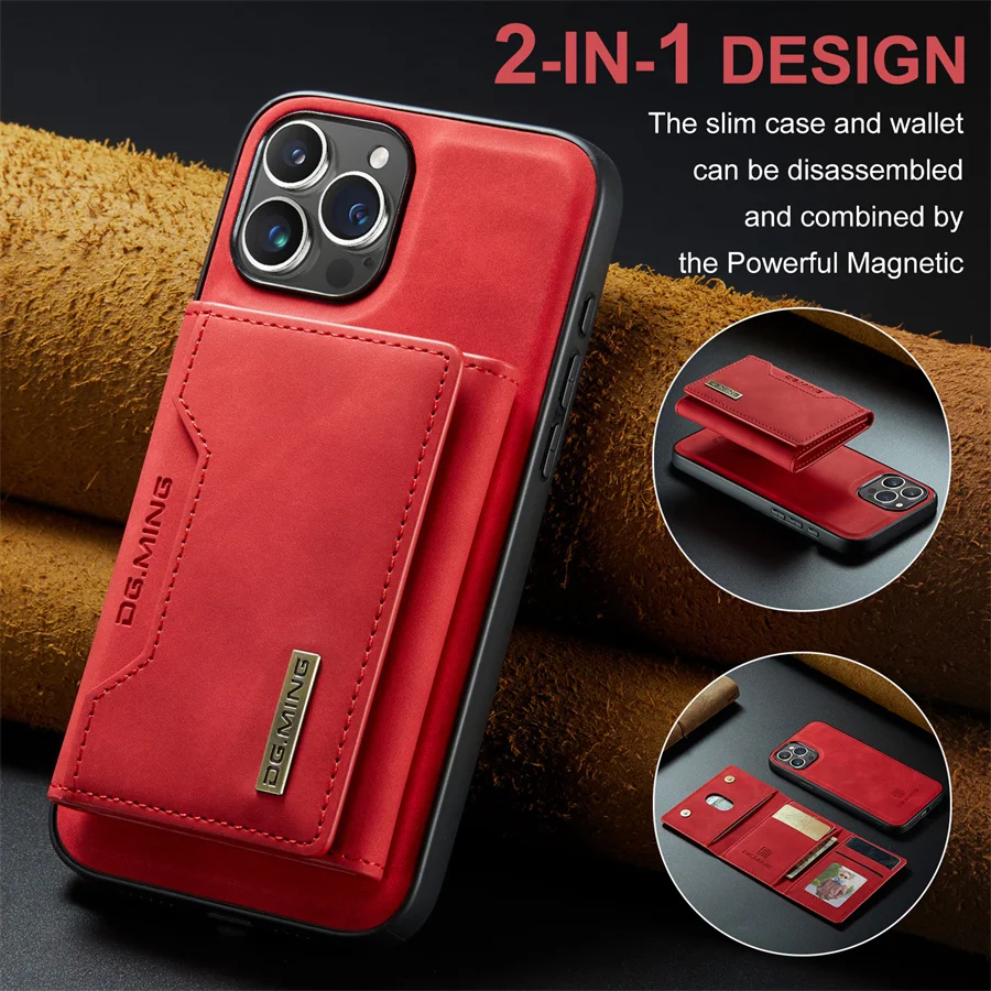 Deluxe Magnetic Leather Wallet Case with Detachable Card Holder