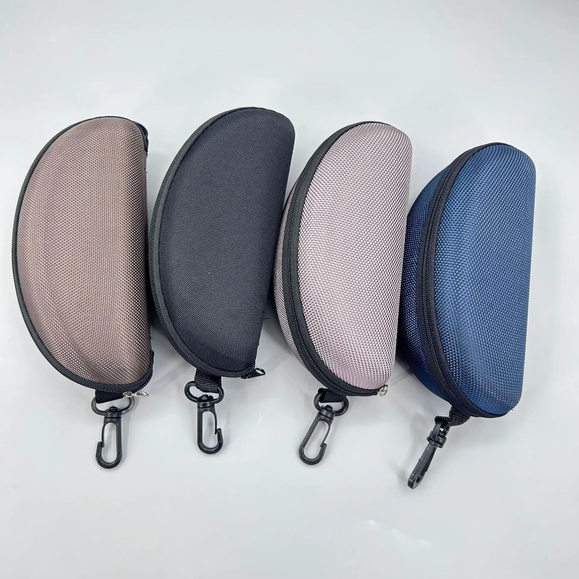 2026 Portable Sunglasses Case Protector Oxford Cloth Hard EVA Zippered Eyeglasses Case with Carabiner Unisex Eyewear Accessories