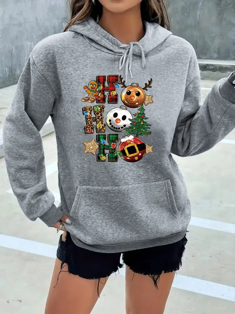 2023 New Women's Fashion Plush Thickened Sweatshirt Hoodie Halloween Christmas Cartoon Print y2k Pullover Women's Autumn Clothes