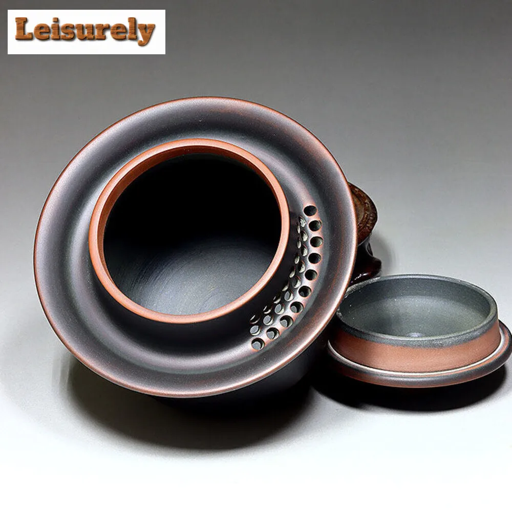 200ml Handmade Qinzhou Nixing Pottery Tea Tureen Dragon and Phoenix Hand Grab Pot High End Tea Lid Set Gaiwan Teaset Collection