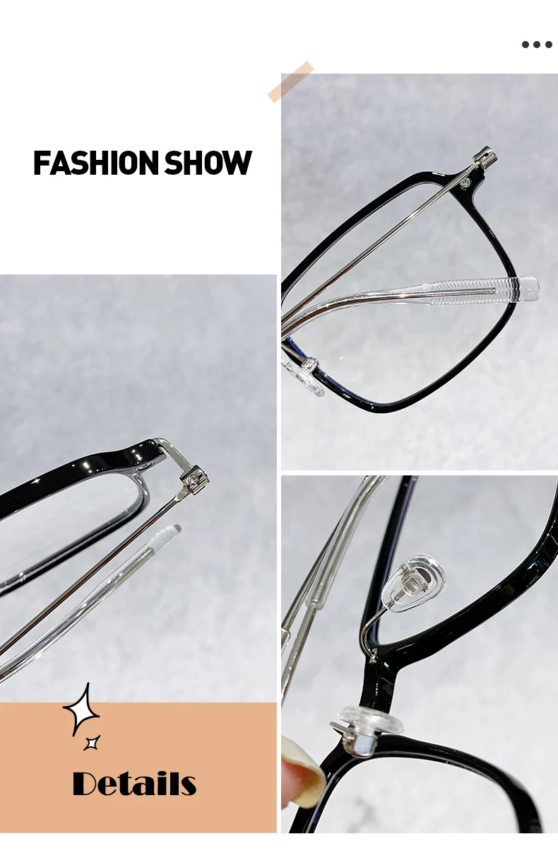 Modische, quadratische, übergroße, ultraleichte Sonnenbrille mit Blaulichtfilter für Kurzsichtigkeit und Astigmatismus – Detail 6