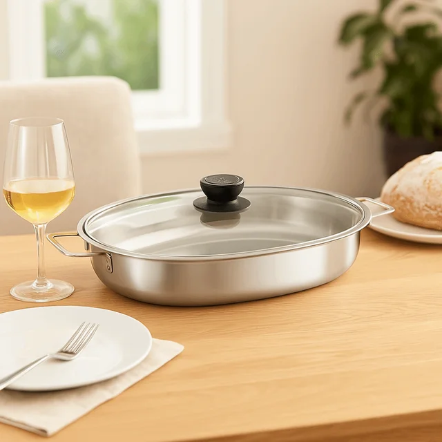Multipurpose Stainless Steel Oval Grilled Fish Pan Deepened Rust-proof Fish Steamer with Lid with Handle Hot Pot Commercial 2