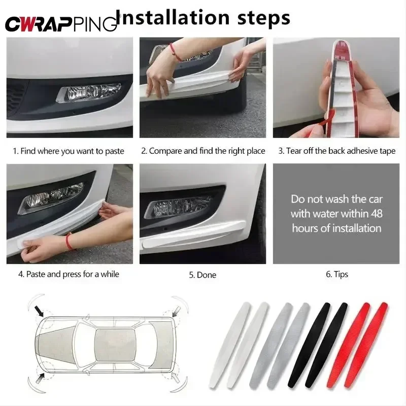 Bumper Corner Protector 14x1.7cm Universal Front Rear Bumper Corner Protector Guard Car Anti-collision Protection Decoration Strip Auto Accessories