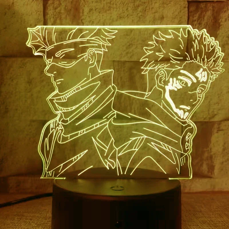 Anime Jujutsu Kaisen 3D Led Night Light Per Room Deco Birthday Gift Jujutsu Kaisen Anime Lamp Yuji Itadori Manga Gifts