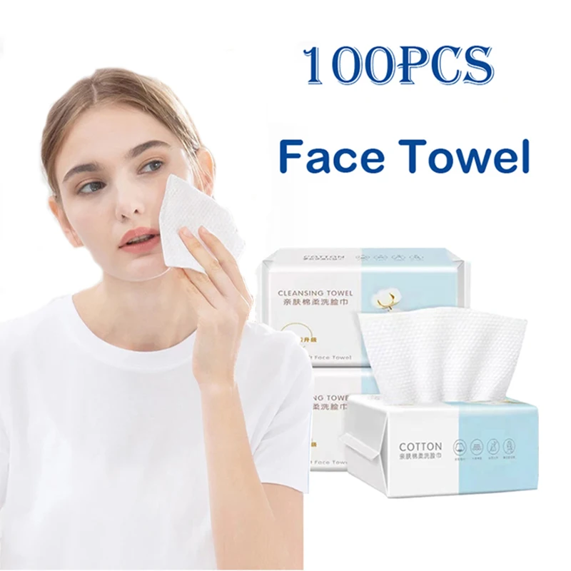 

100PCS Disposable Face Towel 100%Cotton Makeup Wipes Tissue Soft Facial Cleansing Wet And Dry High Quality Reusable Pearl Cotton