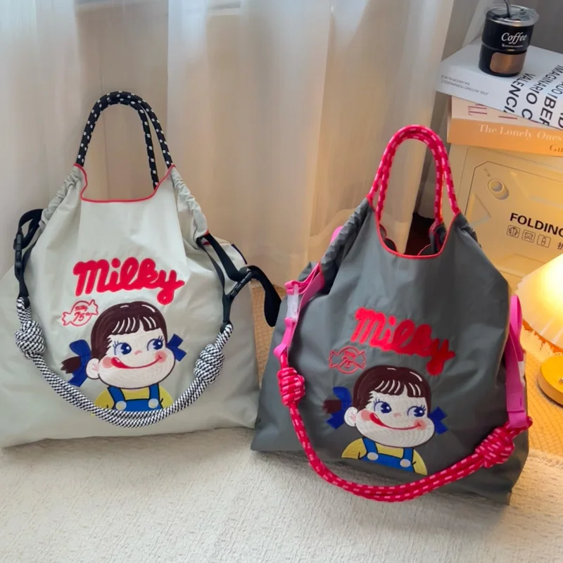 New Cute Embroidered Bag, Women's Shoulder Bag, Large Capacity Commuter Bag, Foldable for Storage