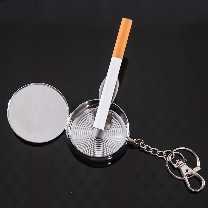 

Portable Ashtray Ash Tray Keychain Stainless Steel Outdoor Cigarette Tray