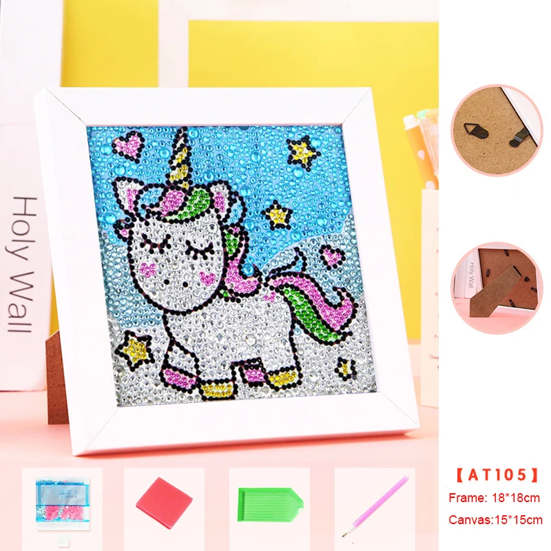 5D Unicorn Diamond Painting by Number Kits for Kids DIY Mosaic Crafts Easy Diamond Embroidery Paintings Pictures with/ No Frame 