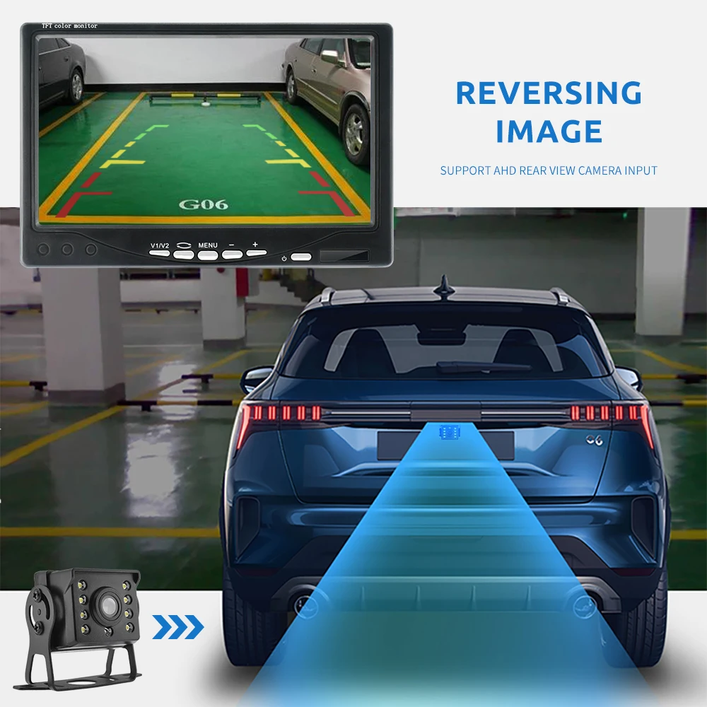 Car Parking Monitor Car Rear View Camera 7" AHD Monitor 12-24V for Truck Trailer