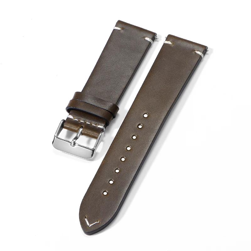 Vintage-Style Genuine Leather Quick Release Watch Band Strap