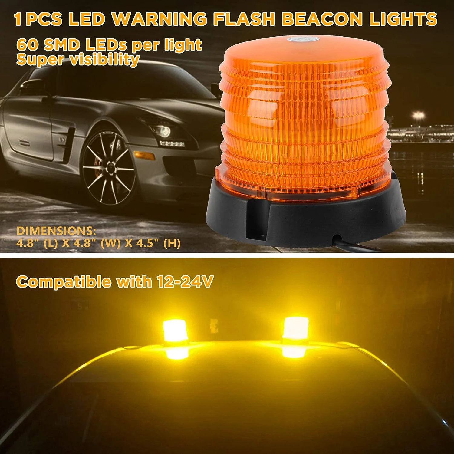 

LED Strobe Warning Light Auto Accessories Fog Light 12V-24V Amber Warning light Roof Strobe Light Outdoor Safety Traffic Lamp