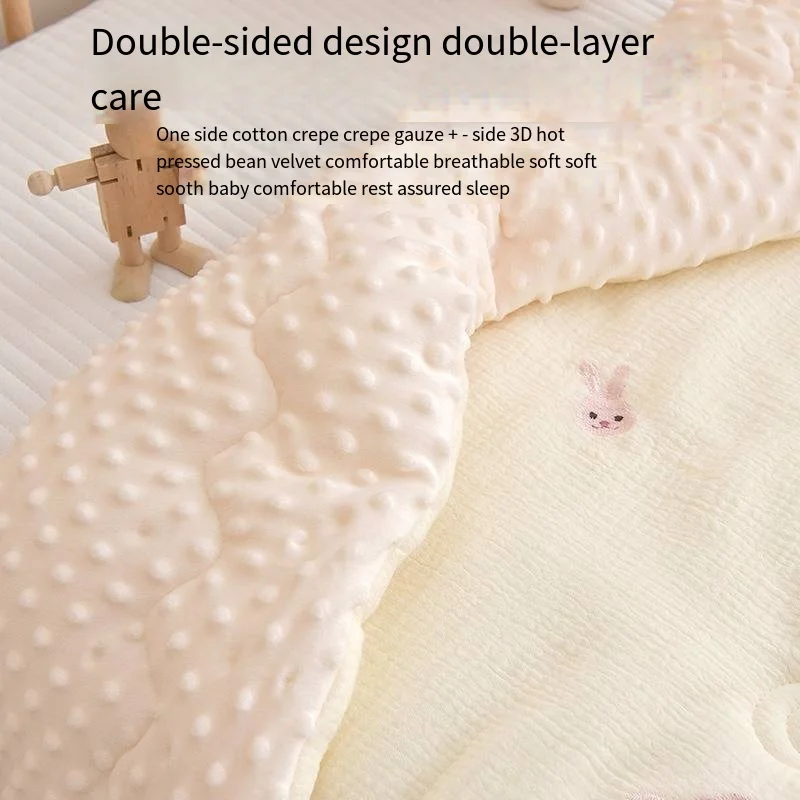 Baby Quilt Newborn Cotton Seersucker Cartoon Embroidered Quilt Doudou Velvet Soothing Kindergarten
