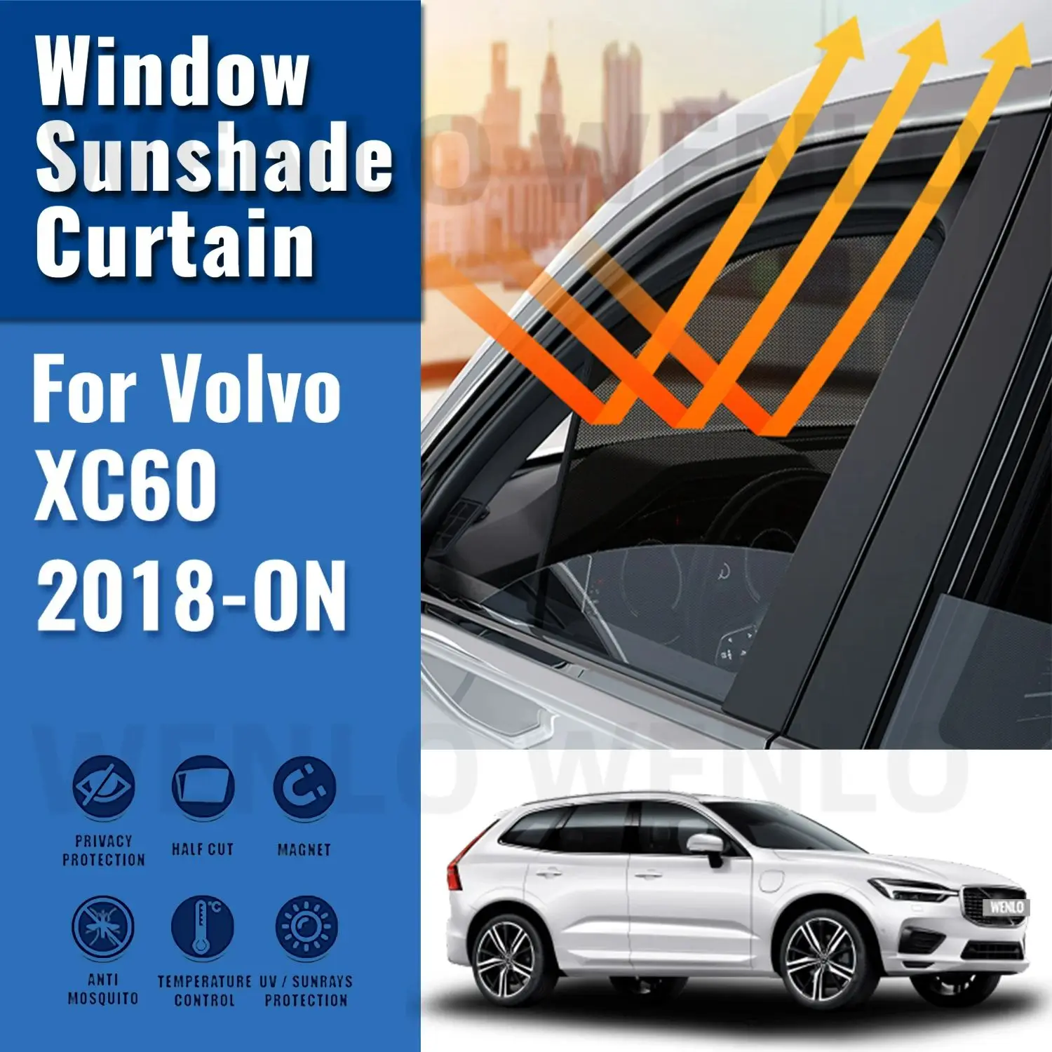 

Магнитный автомобильный солнцезащитный козырек для Volvo XC60 2ND 2018-2024 XC 60, передняя рамка для лобового стекла, задняя фоторамка