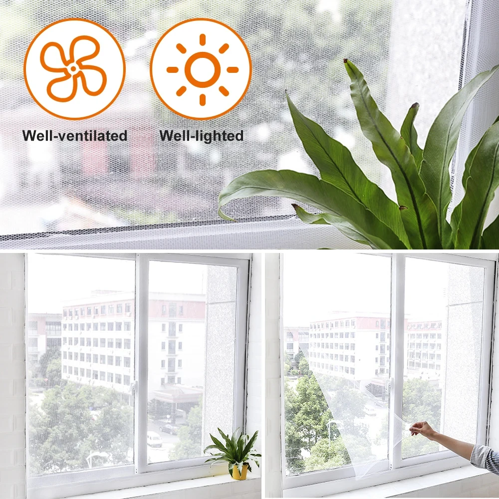 Window Mosquito Screens Nets Indoor Self-Adhesive Insect Curtain Mesh Bedroom Kitchen Windows Fly Bug Repair Patch Tape Tools