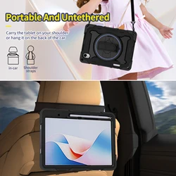 Enhanced Heavy Duty Rotating Stand Cover with Rugged Protection for MatePad Pro10.8 2019 (Black - With Strap)