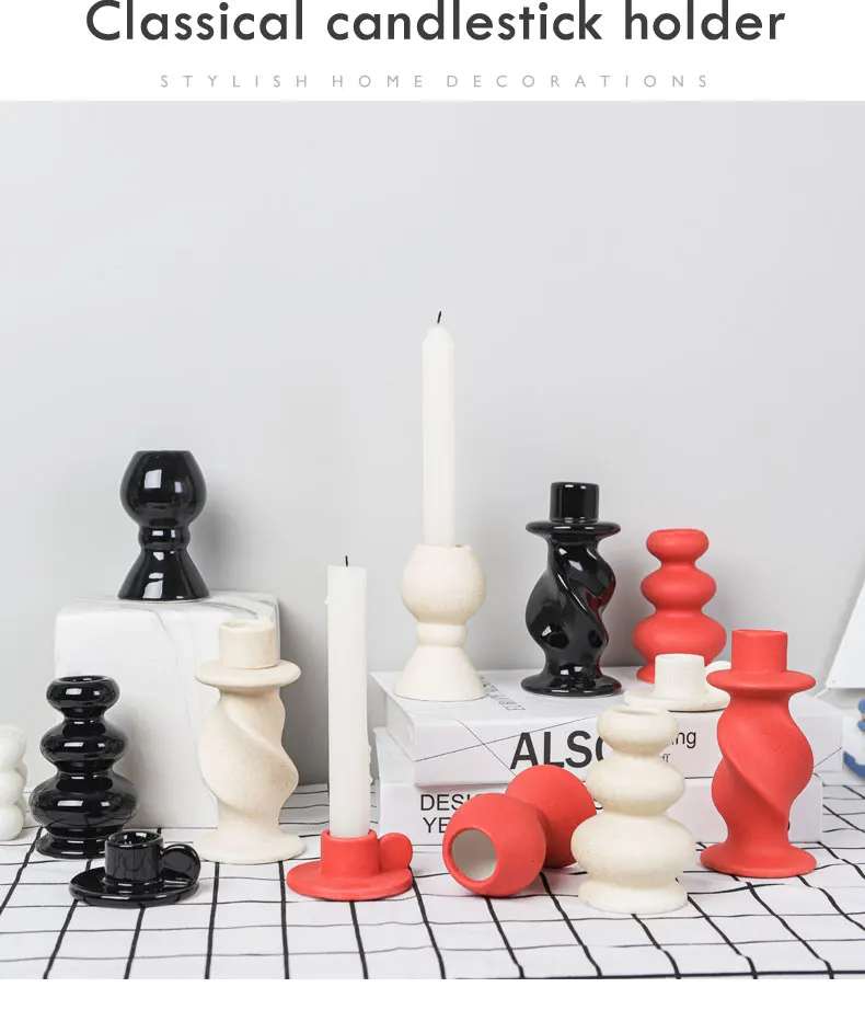 Ceramic Rustic Candlestick Holder Set