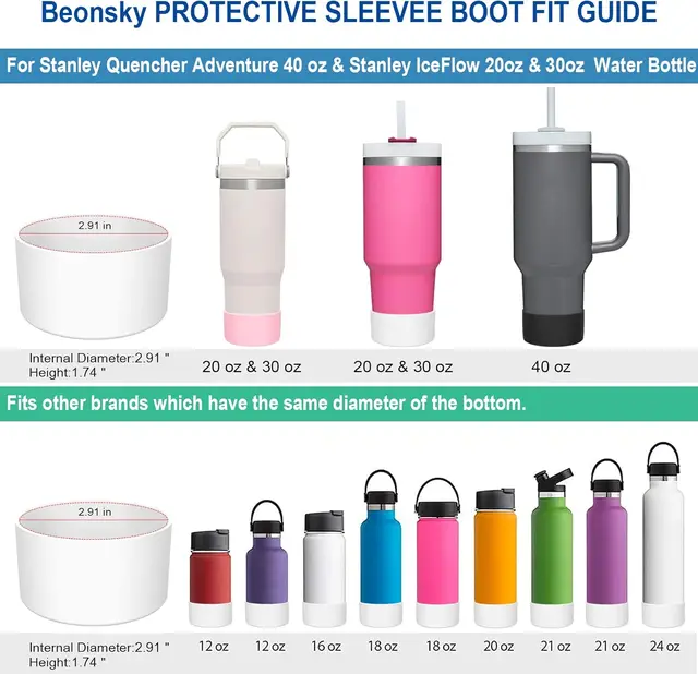 2Pcs Silicone Boot for Stanley Quencher Tumbler Protective Cup Bottom Sleeve Cover Cup Accessories Fits H2.0 30oz 40oz 4