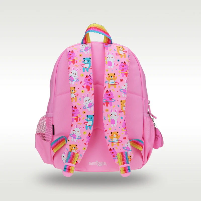 Australia Smiggle Original Children's Schoolbag Girl Backpack Pink Bear Name Learning Stationery 4-7 Years Old 14 Inches