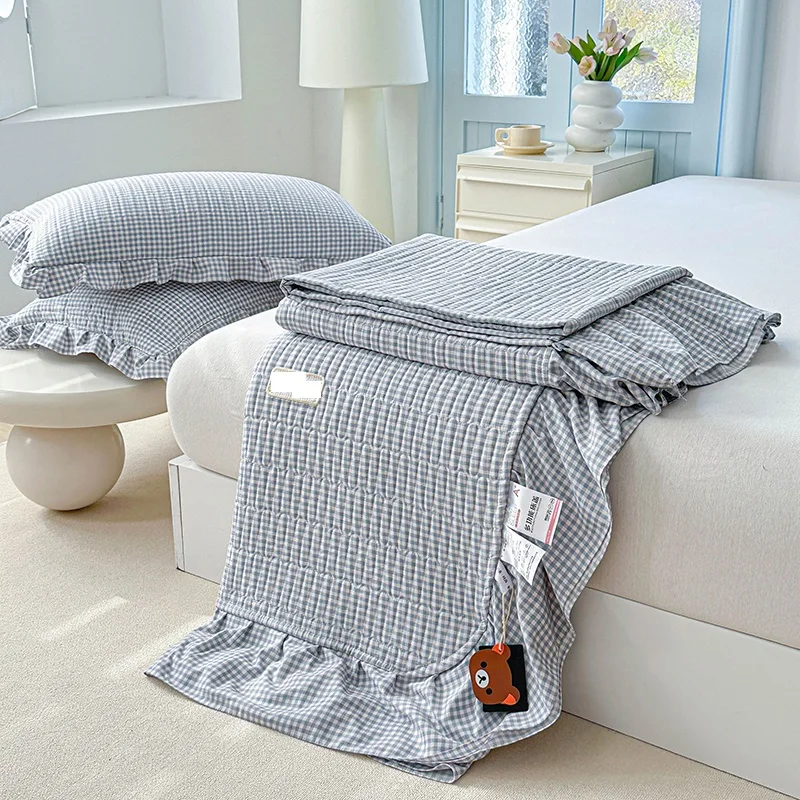 Bonenjoy Bedspread Plaid Style Bed Cover Soft Bed Linen Thicken Bedsheet Mattress Protector покрывало на кровать (No Pillowcase)