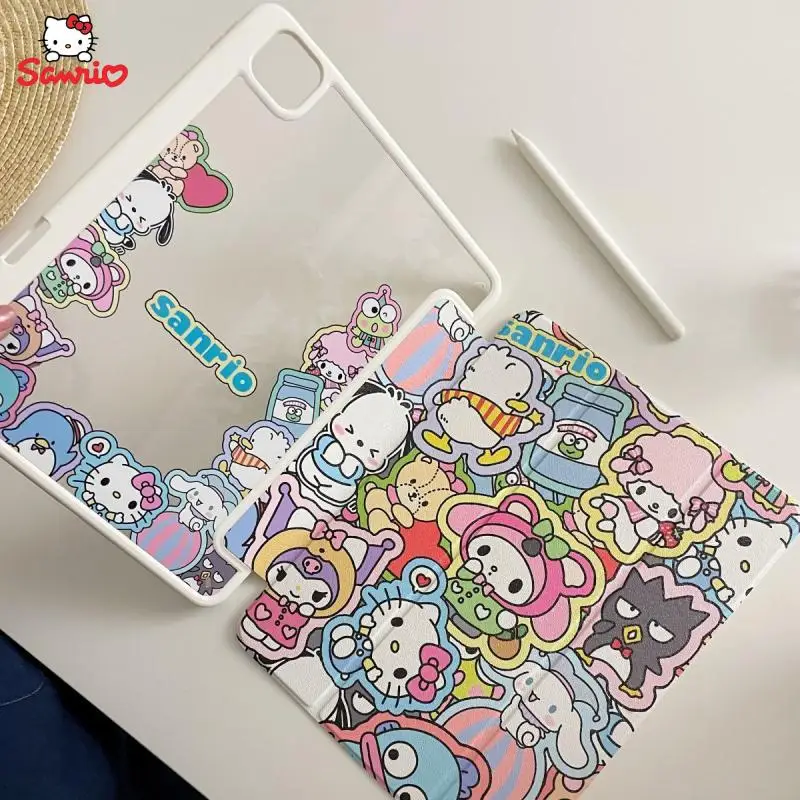 

Sanrio My Melody Hello Kitty Ipad Case 7/8/9 Mini6 Transparent Ipad Pro10.2 Tablet 2022/air3/4/5 Anti Drop Soft Case