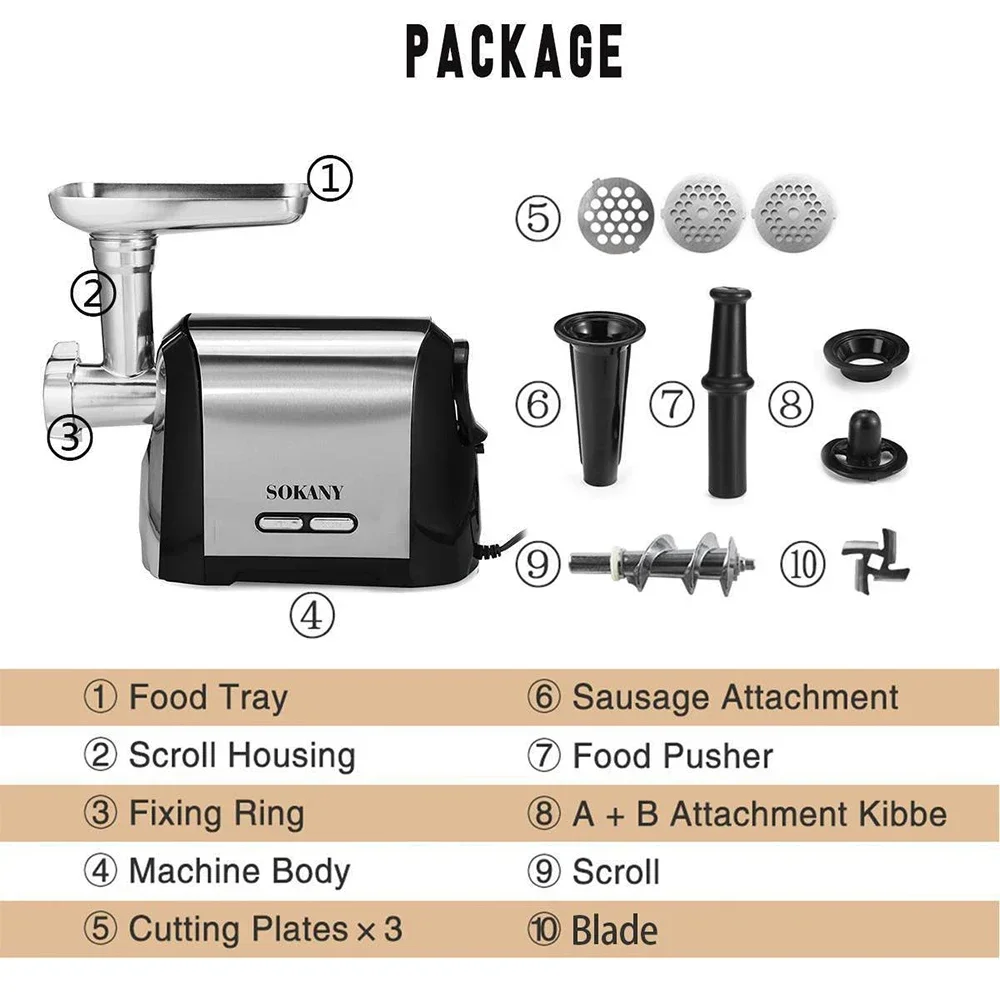 Electric Meat Grinder, Heavy Duty Meat Mincer, Sausage Stuffer Maker,Stainless Steel Cutting Blade 3200W Food Grinder Mixers 3
