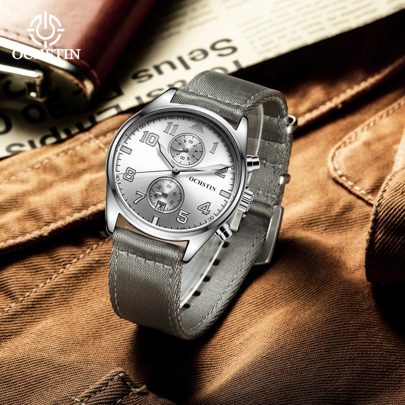 ochstin creative nylon series multi-function quartz movement promotional model 2024 trend personality men's quartz watch