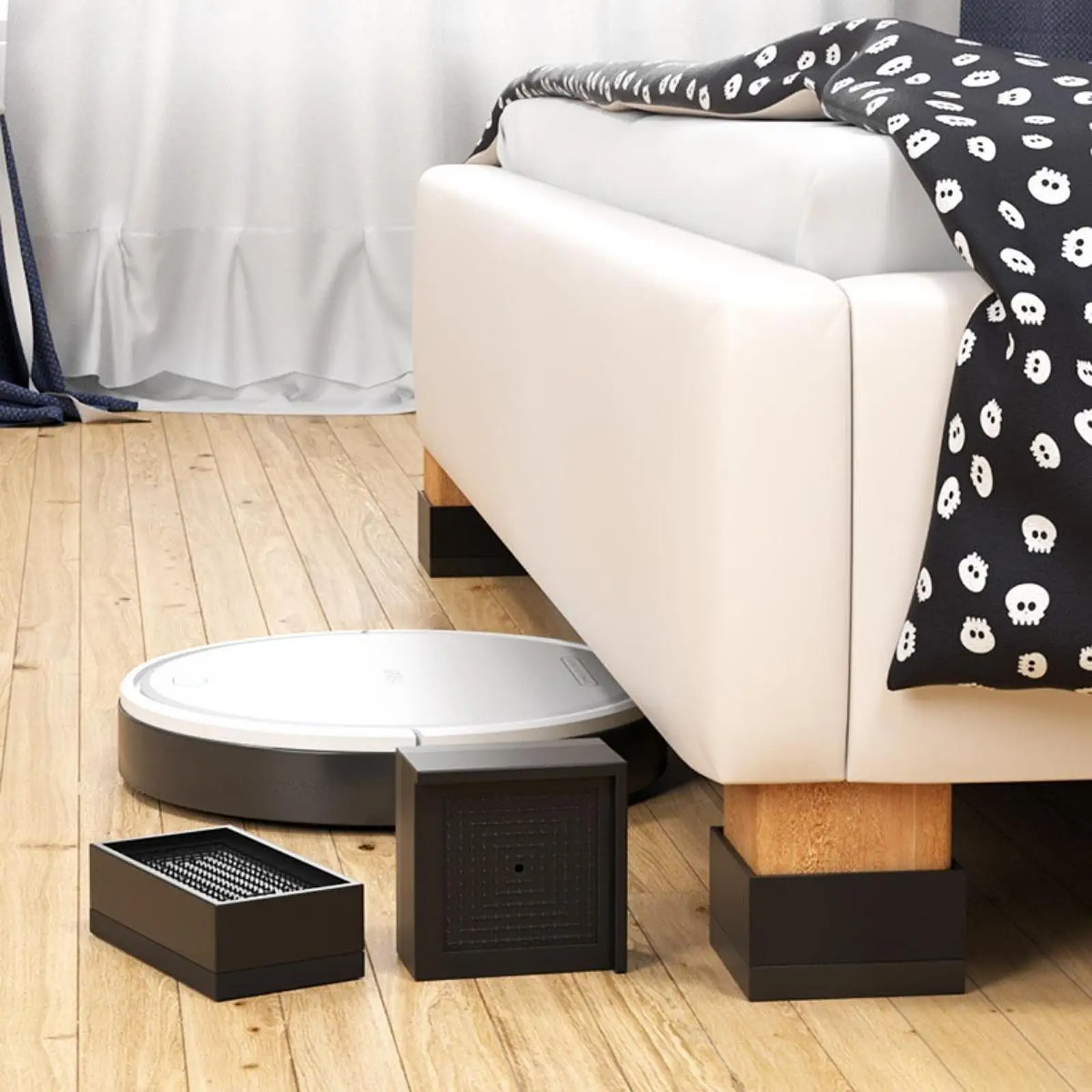 Rectangle Bed Riser Space Saving Height Increase Elevator Rectangle Raising Block Bed Lift for Desk Chair Table Couch Fidge