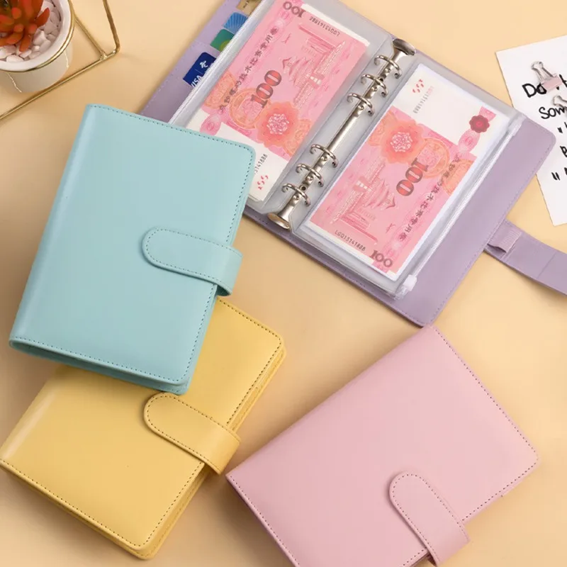 PU Leather A6 Budget Binder with Cash Envelope Pockets & Zipper