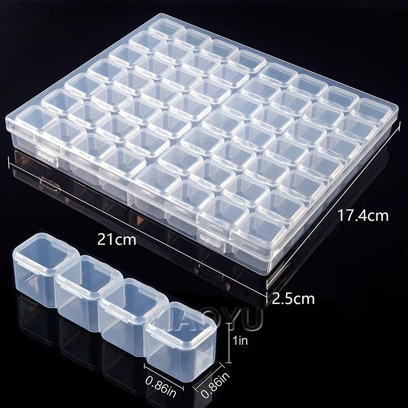 Transparent Plastic Storage Box diamond painting accessories 28/56 Slot Diamond Painting Accessories Tool Nail Rhinestone Bead Storage jewelry organizer