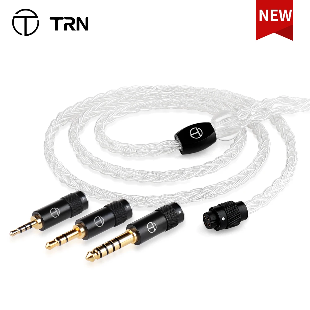 

TRN T3 PRO 8 Core Pure Silver Cable 2.5/3.5/4.4MM With MMCX/2PIN Connector Upgraded Wire Earphones Cable For TRN VX PRO V90 MT1