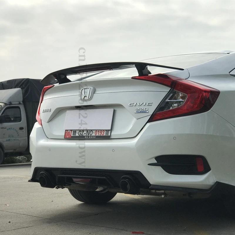Per Honda Civic Spoiler 2016 2017 2018 2019 2020 GT Stile Decorazione Auto Tetto Posteriore Ala di Coda Spoiler In Plastica ABS 4 Porte Verniciate - immagine 2