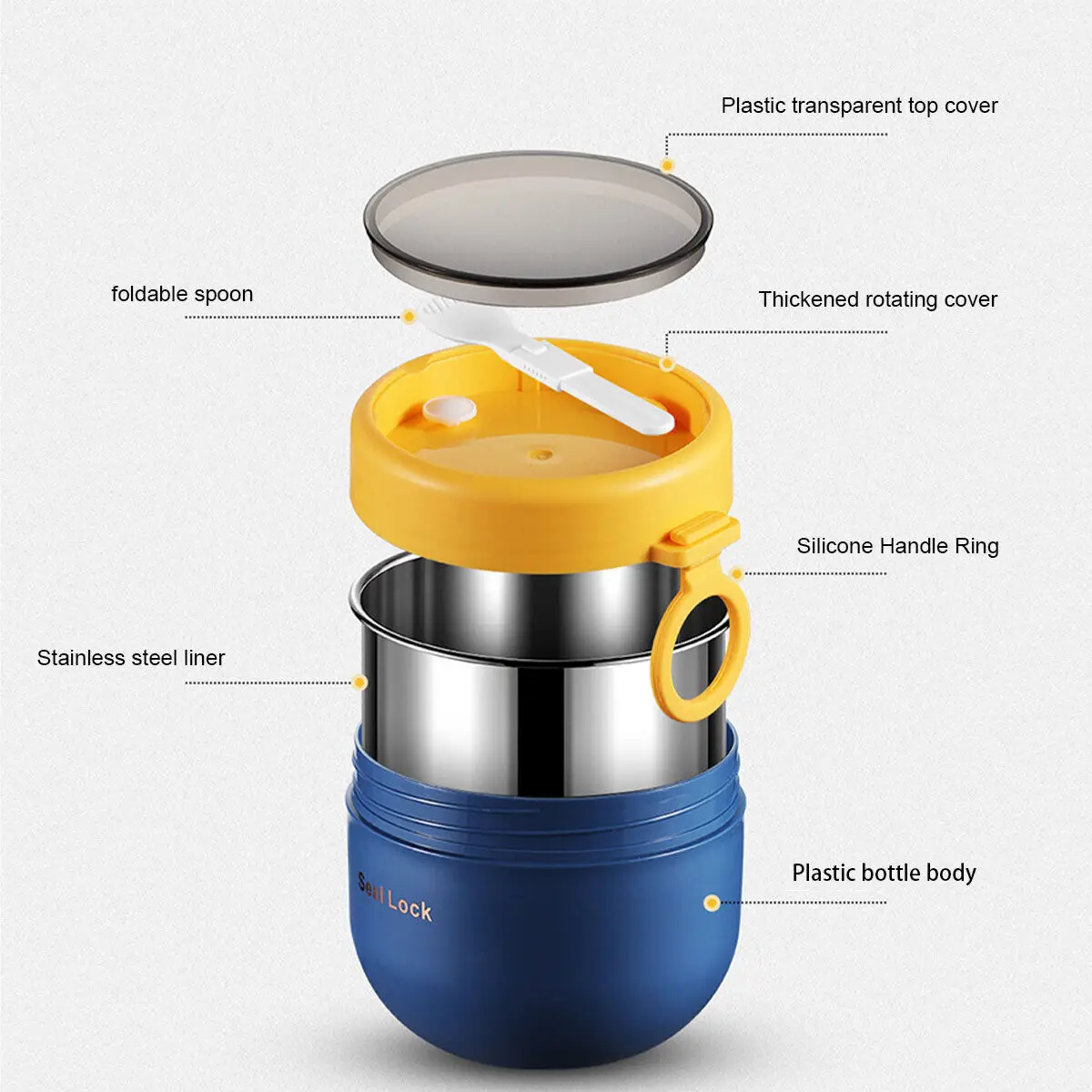 D-GROEE Food Thermos - 600ml Vacuum Insulated Soup Container