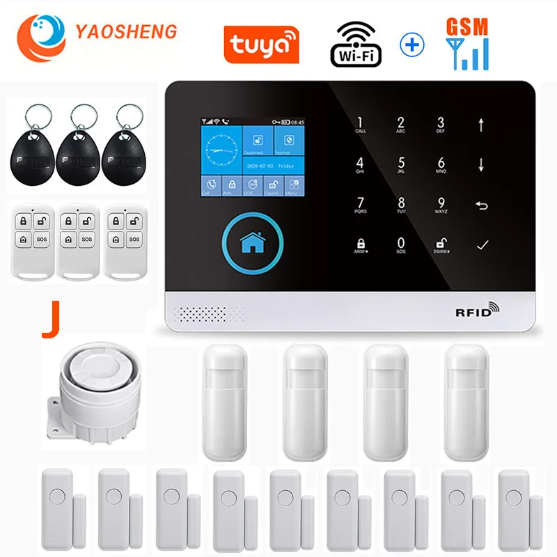 elderly emergency button Wireless WIFI GSM Home Security Alarm System For Tuya Smart Life APP With Motion Sensor Detector Compatible With Alexa & Google ring alarm pad Alarms & Sensors