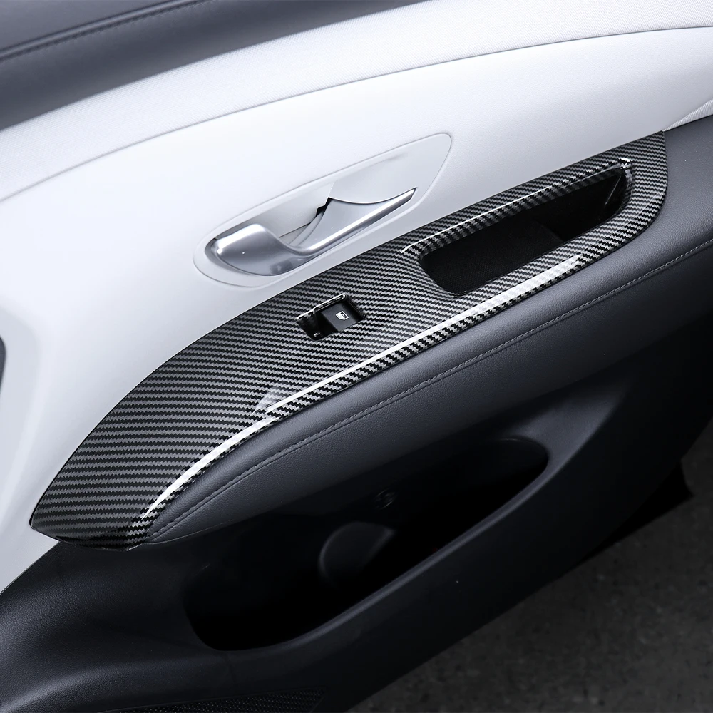 RHD/LHD Für Hyundai Tucson NX4 2025 2026 Holzmaserung Carbon Faser Auto Fenster Schalter Taste Abdeckung Trim zubehör – Detail 7
